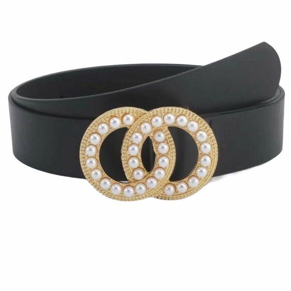NEW! Pearl Double O-Ring Vegan Leather Belt - Picture 1 of 9